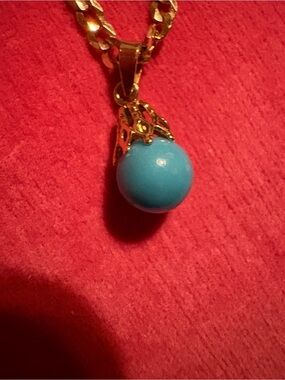 Gold Pendant(  Necklace not included) only  Blue Turquoise Bead pendant.
